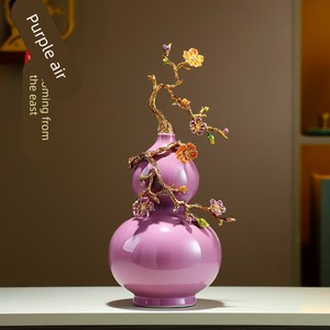 Adorno de Calabaza Morada con Rama de Flor de Ciruelo, Decoración de Cerámica para Sala de Estar, Mueble de TV, Regalo de Inauguración de Casa - Product Image 1