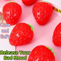Jouet Squishy Fraise Réaliste Géant à Remontée Lente, Balle Anti-Stress Sensorielle pour le Soulagement, Cadeau et Faveur de Fête