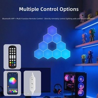 Paneles de Luz RGB Hexagonales en Forma de Panal, Lámpara de Pared con Tecnología Quantum Splicing, Soporte para Dimmer, Sensor de Sonido, Decoración para Sala de Juegos, Recargable por USB y CA