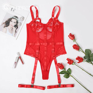 Gold Orchid Women's Sexy Lace Bodysuit Wholesale One-Piece Transparent Lingerie with <strong>Half</strong> <strong>Slips</strong> - Product Image 6