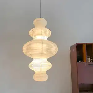 Vintage Home Decoration Rice Paper Pendant Lamp Unique Shape Paper Hanging Light For Hotel Living Room