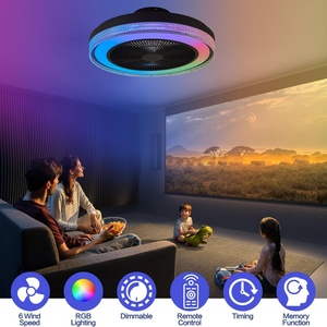 Haut-parleur intelligent nordique RGB à fréquence variable, ventilateur de plafond silencieux intégré avec éclairage et audio pour restaurant et salon - Product Image 3
