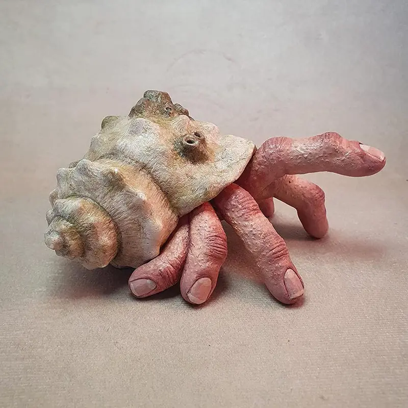 NEW2023 Doigt parasite crabe sculpture escargot main résine décoration jardin accessoires décoration escargot jouet disfraz de halloween