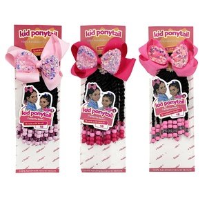 Coda di Cavallo Rosa con Glitter e Perline, Colore Rosa Cipria, 6 e 8 Pollici, Coda di Cavallo Intrecciata per Bambini con Stili Sengel Twist e Box Braid - Product Image 1