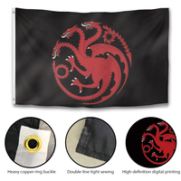 Drapeau des Targaryen 3x5 pieds, Game of Thrones, bannière double face Dragon de sang et de feu pour la décoration murale de la grotte des hommes