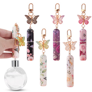 Cute Butterfly Floral Mini <b>Perfume</b> <b>Bottle</b> Spray Pendant Refillable <b>5ml</b> Travel Fragrance Atomizer Breathable UV Printed Rose Gold - Product Image 2