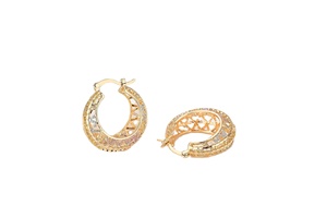 Boucles d'oreilles créoles pour femme, plaquées or 18 carats, motif tendance, vente en gros - Product Image 4