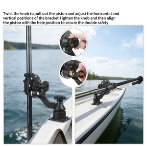 Support de sondeur Velpaw robuste en fibre de carbone, fixation de sondeur de pêche 32 mm avec bras horizontal pour bateau en haute mer - Product Image 5