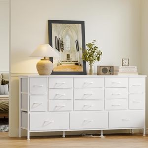 <span class=keywords><strong>Commode</strong></span> convertible <span class=keywords><strong>contemporaine</strong></span> en tissu blanc avec tiroirs, grande armoire, prises électriques et meuble TV pour chambre et salon - Product Image 1