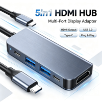 Hub USB C 5 en 1, adaptateur multiport pour USB 2.0, 4K, USB 3.0, type C, charge PD 100W, alliage d'aluminium, accessoires informatiques