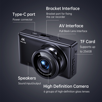 Kamera Dasbor 4K Dual Kamera WiFi G-Sensor HD Night Vision WiFi Layar IPS 3-inci Perekaman Loop Mode Parkir Kamera Dasbor 4K+1K