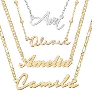 Collar Personalizado para Mujer, Chapado en Oro de 14K/18K, Estilo Vintage, Acero Inoxidable, con Nombre - Product Image 1
