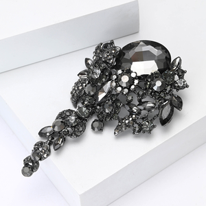 Broche largo de borla de moda para mujer con diamantes de imitación broche de cristal grande exagerado para mujer joyería de ropa de flores - Product Image 3