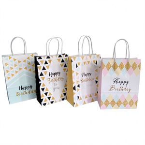 KUAIMA Bolsas de Regalo de Papel Kraft de 22*11*27cm, 4 Estilos Surtidos, Feliz Cumpleaños para Mujeres, Hombres y Niños, con Asas Retorcidas - Product Image 3