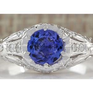1.25 Ct Oval Cut Natural Simulated Tanzanite Ring in Sterling Silver Artsy <b>Alternative</b> Engagement Ring - Product Image 4