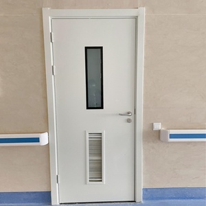 Porte Sanitaire en Acier Personnalisée avec Fenêtre en Verre et Persienne Perforée pour Zone Propre - Product Image 1