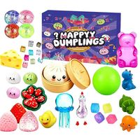 Mini jouets anti-stress mignons en forme de chignon à presser, boîte surprise à compte à rebours de 24 compartiments, cadeau de vacances, jouets sensoriels Fidget