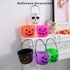 Trick or Treat Pumpkin <b>Plastic</b> Candy <b>Bucket</b> With Handle Party Decorations Halloween Supplies - Product Image 2