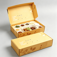 Boîte à lunch pliable pour restaurant, emballage alimentaire rapide écologique, vente en gros