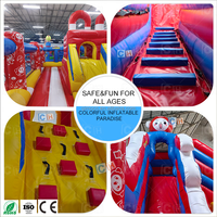 Château gonflable personnalisé, parc de jeux gonflables avec toboggans, obstacles et arche à thème de dessins animés pour enfants