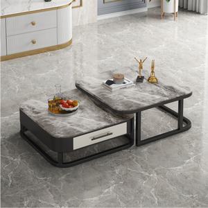 Table Basse Extensible Carrée en Marbre Style Nordique Luxe Léger, Combinaison Moderne et Simple pour Petit Salon Domestique - Product Image 2