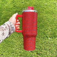Baru grosir multiwarna 40oz vakum terisolasi Super berkilau berlian azzone bling bertabur cangkir Tumbler dengan pegangan