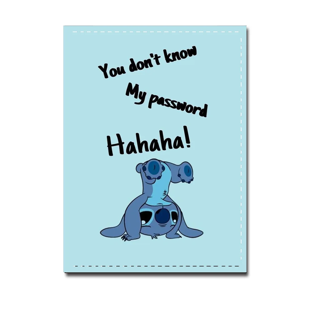 Cartoon cartoon stilch printed passport bag men's and women's general trend student ID card clip