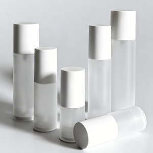 Bouteille Pompe Airless Ronde en PP Givré, Col à Vis en <span class=keywords><strong>Plastique</strong></span>, 80ml 100ml, Grand Volume, En Stock, Vente en Gros - Product Image 1