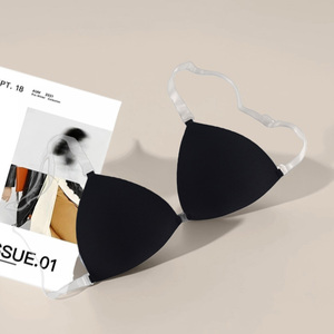 Front Closure Invisible Adhesive <strong>Bra</strong> Adjustable <strong>Back</strong> Sheer Triangle <strong>Bra</strong> <strong>with</strong> <strong>Clear</strong> <strong>Straps</strong> - Product Image 2