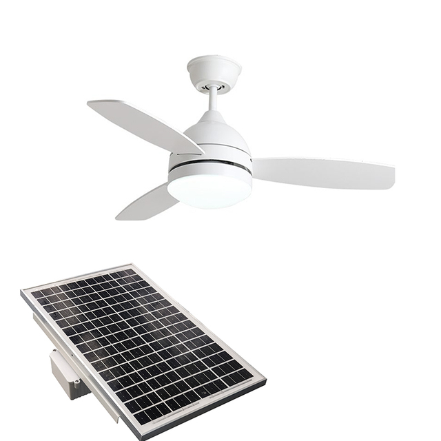 52 Inch 80W/30V Solar Fan Lights with Charging Panels Rechargeable Fans with Solar Panels and Led