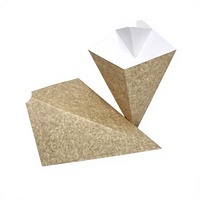 Boîte pliante triangulaire conique en papier kraft jetable de qualité alimentaire EUDR pour frites et gâteaux