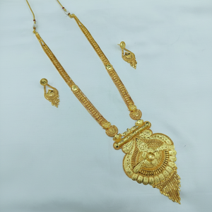 Brass 18K <b>Gold</b> Plated South Indian Temple Long Haram Necklace <b>Set</b> Bridal Traditional Wedding Engagement Anniversary Party Trendy - Product Image 2