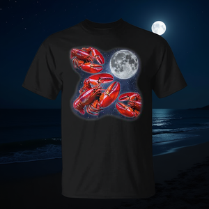 Camiseta Three Lobster Moon, camiseta negra con cuello redondo y gráfico, talla unisex para adultos - Product Image 3