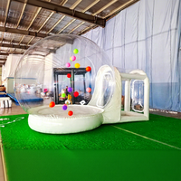 Dôme transparent durable en PVC, maison à bulles gonflable avec souffleur et trampoline pour fêtes et mariages