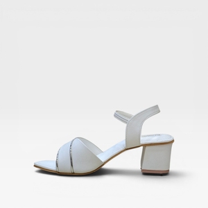 Sandales élégantes blanches à talon carré pour femme, à bout ouvert, à enfiler, pour soirée, chaussures de mode confortables et décontractées - Product Image 4