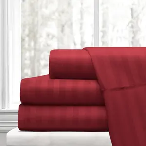 Ensemble de draps de lit rouge de luxe 3CM, linge de lit d'hôtel en Satin Polyester, 4 pièces
