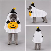 Costume d'Halloween pour chien fantôme, en polyester respirant imprimé, design simple, cape pour animal de compagnie avec sac citrouille, jolie cape de fête pour chats et chiens de taille moyenne