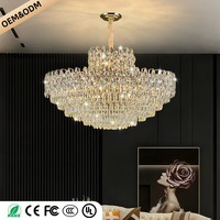 Lustres en cristal de luxe, lustre suspendu haut de gamme, éclairage de salon de villa, lustre de salle à manger, lampe suspendue au plafond
