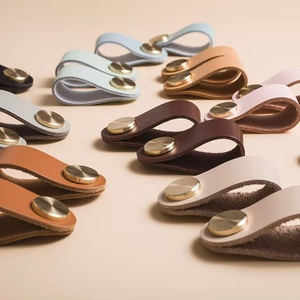 Colorful Soft Leather Brass <strong>Knob</strong> Handle Simple Cabinet Handles Drawer Wardrobe Pulls Handles Solid Brass Kitchen Cabinet Handle - Product Image 1