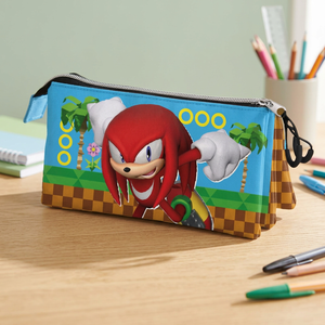Karactermania Sonic the Hedgehog Knuckles Run Triple Trousse à Crayons en Tissu Multicolore avec Fermeture Éclair pour Écoles et Bureaux - Product Image 3
