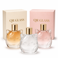 Flacon de parfum vide de haute qualité, aspect cartoon, 100 ml, flacon en verre transparent, col bouclé, flacon pulvérisateur de parfum avec bouchon sphérique