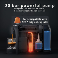 Petite machine à café de qualité commerciale compatible avec les capsules, idéale pour appartement, dortoir, camping-car, faible consommation d'énergie, garantie 1 an