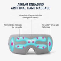 Masseur oculaire intelligent 3D sans fil électrique avec 4 options d'intensité, contrôle de la minuterie, chauffage, pression d'air, pliable, avec musique Bluetooth