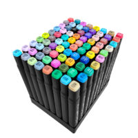Ensemble de stylos marqueurs artistiques à pointe oblique avec logo personnalisé, encre permanente pour papier, 60/80/168/262 couleurs, vente en gros