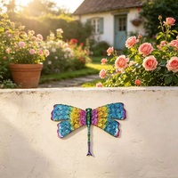 Ornement mural en métal fait main en forme de libellule pour jardin, clôture, cour et aménagement paysager