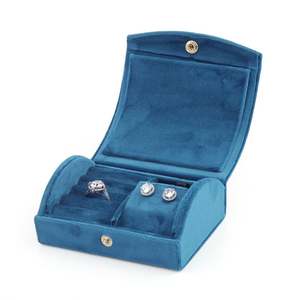 Velvet Jewelry Organizer Box <b>Earring</b> Round <b>Storage</b> Honeycomb Grainy - Product Image 2
