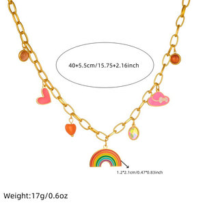 สร้อยคอโบฮีเมียนกันน้ำ ไม่หมอง ทำจากสแตนเลส 316 ชุบทอง 14k 18k สีรุ้งหลากสี สำหรับผู้หญิง - Product Image 4