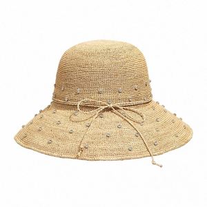Wholesale High Quality Handmade Raffia Straw Sun Hat Women's Summer Foldable <b>Sunscreen</b> Straw Hat Ladies Beach Sun Bucket Hat - Product Image 5