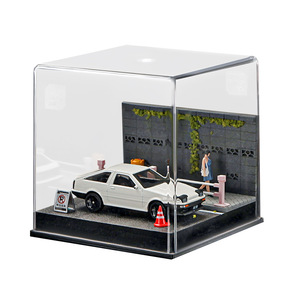 Modèle de voiture à l'échelle 1:64, mini scène de rue, verdure, mur gris, route, <span class=keywords><strong>garage</strong></span>, place de stationnement, cadeau d'anniversaire pour garçon - Product Image 1