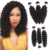 Extensions de cheveux humains brésiliens 9A Deep Wave, 100 % vierges non traités, noirs naturels bouclés